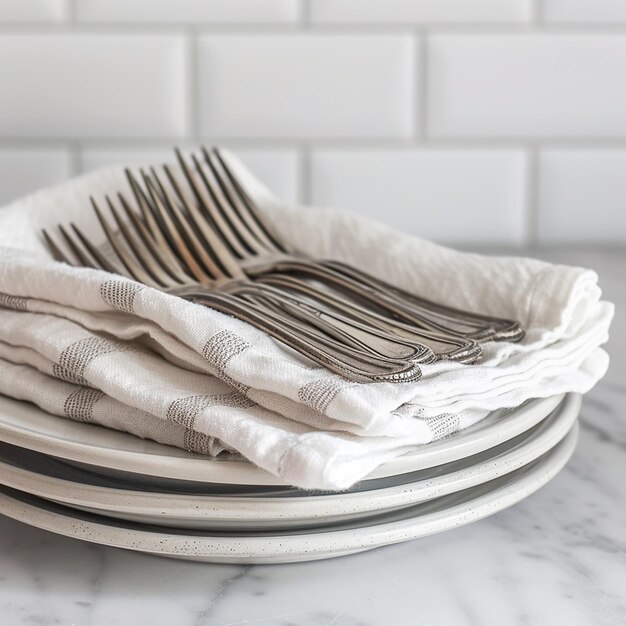 zestaw talerzy i sztućców